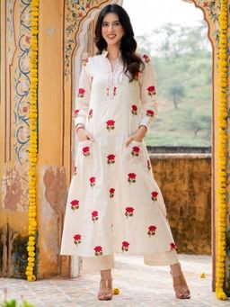 HOUSE OF JAMOTI - Seoul Pink Lotus Kurta With Pant & Inner