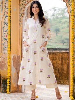 HOUSE OF JAMOTI - Seoul Pink Lotus Kurta With Pant & Inner