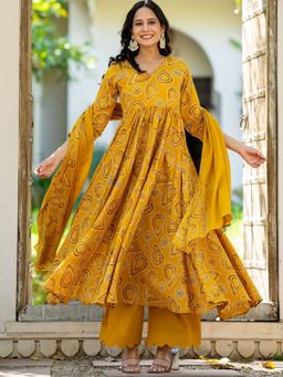 HOUSE OF JAMOTI - Ajrakh Aura Anarkali Kurta With Pant & Dupatta