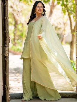 HOUSE OF JAMOTI - Saba Mint Tissue Sharara With Kurta And Dupatta