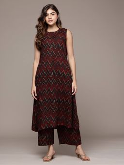 CAYMAN - Geometric Printed A-Line Kurta With Palazzos