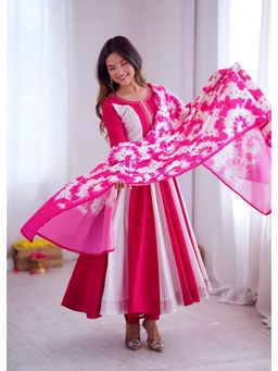 FAST FASHIONS - Women Thread Work Anarkali Kurta With Churidar And With Dupatta