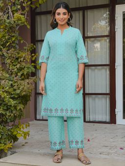 ARAMYA - Soft Cotton Straight Floral Print Pant And Kurta