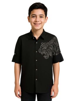 CHARCHIT - Boys Black Printed Shirt