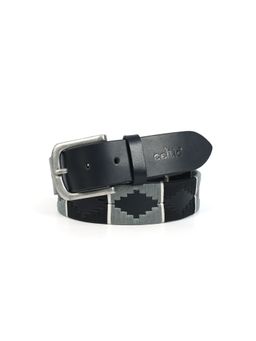 Celtic - New Premium Leather Grey and Black Webbing Polo Belt