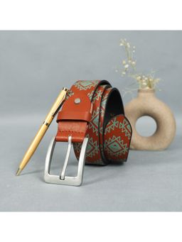 Celtic - Men'S Brown Printed Leather Belt