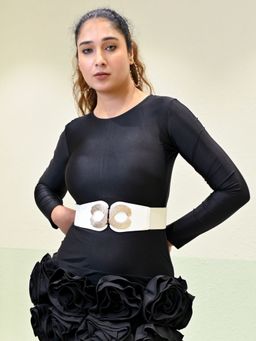 Odette - White Pu Solid Belt for Women