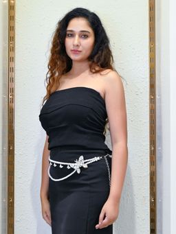 Odette - White Alloy Embellished Belt for Women