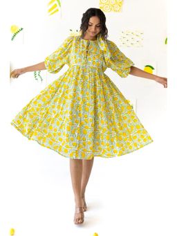 Pink Cactii - Yellow Dolman Flowy Dress
