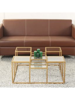 Claymint - Valentino Clear Glass Bunching Coffee Table in Dark Gold Finish