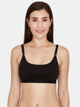 Zivame - Coucouc Essentials Single Layered Non-Wired Medium Coverage Slip On Bra - Anthracite