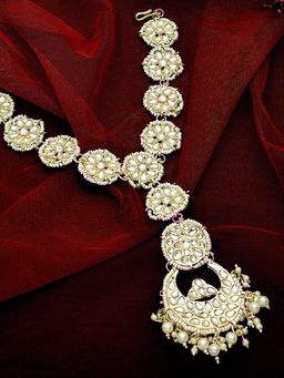 OOMPH - Gold Tone Kundan & Pearls Traditional Sheeshphool Damini Maangtikka