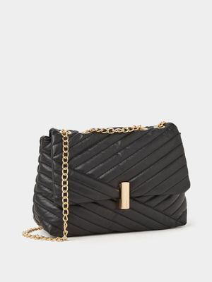 Quilted Turn Lock Convertible Shoulder Bag