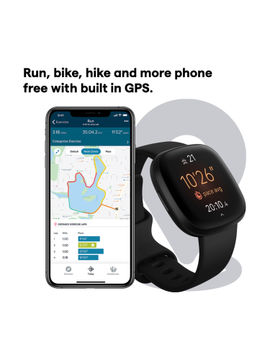 Fitbit versa 3 smartwatch black black aluminum clearance