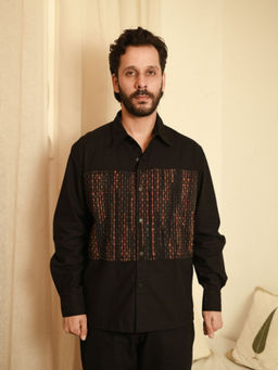 The Terra Tribe - Upcycled Handwoven Hunza Black Shirt