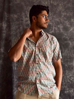 Sundarii - Muse - Grey Printed Shirt