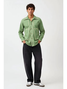 NEORA BY NEHAL CHOPRA - Asparagus Green-Ivory Flap Shirt