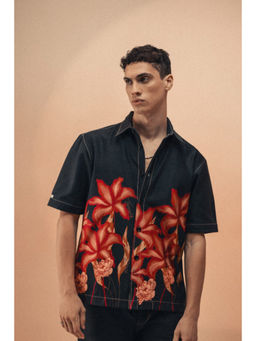 TheRealB - Black Floral Denim Shirt