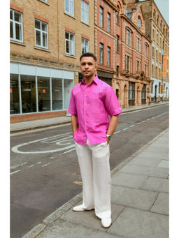 TheRealB - Pink Applique Linen Shirt