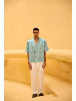 TheRealB - Men's Pastel Blue Jacquard Shirt