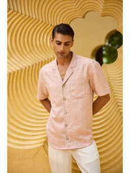 TheRealB - Men's Pastel Pink Jacquard Shirt