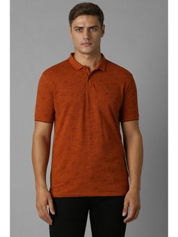 Louis Philippe - Men Red Print Polo Neck T-Shirt