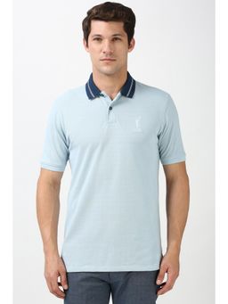 Peter England - Men Blue Solid Polo NeckT-Shirts