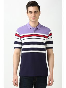 Peter England - Men Navy Print Polo Neck T-Shirts