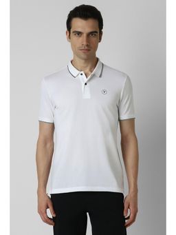 Van Heusen - Men White Solid Polo Neck T-Shirt