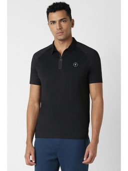 Van Heusen - Men Black Print Polo Neck T-Shirt