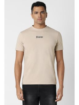 Van Heusen - Men Beige Print Crew Neck T-Shirt