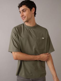 American Eagle - Men Green Heavyweight Oversized Pocket T-Shirt