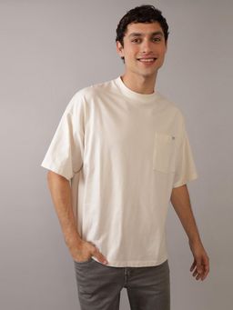 American Eagle - Men White Heavyweight Oversized Pocket T-Shirt