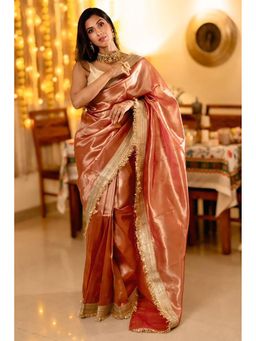 HANDME - Dreamy Peach Radiance Tissue Saree with Unstitched Blouse