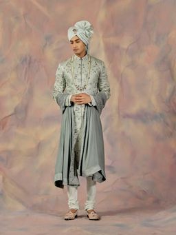 Jatin Malik - Eau De Nil Sherwani (Set of 5)