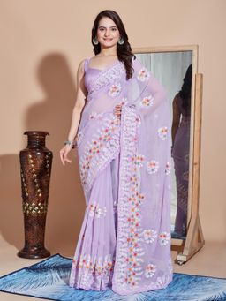 VAIRAGEE - Lavender Soft Georgette Saree with Unstitched Blouse