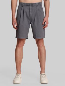 Bene Kleed - Men Solid Mid-Rise Regular Fit Grey Cargo Shorts