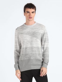 Flying Machine - Heathered Crew Neck Grey Sweater