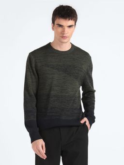 Flying Machine - Heathered Crew Neck Green Sweater