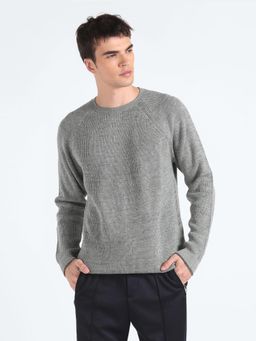 Flying Machine - Crew Neck Heathered Grey Sweater