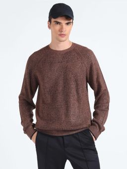 Flying Machine - Crew Neck Heathered Brown Sweater