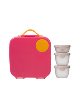b.box - Pink Solid Plastic Lunchbox with Snack Tubs