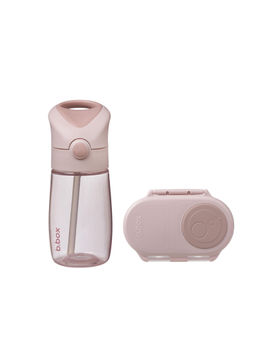 b.box - Pink Solid Plastic Bottle with Snackbox