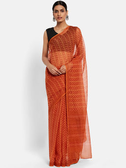 Fabindia - Cotton Silk Printed Women Sari without Blouse