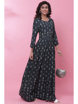 Biba - Women Rayon Green Round Neck Dress