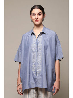 Biba - Women Cotton Blue Collar Neck Shirt