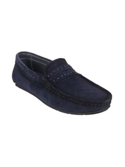 Mochi - Mens Blue Driving Shoes Mochi Navy Blue Solid Loafers