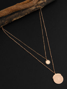 E2O - Gold Plated Circle Ring Double Layered Necklace