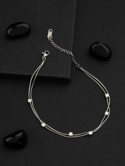 E2O - Silver Rhodium-Plated Dew Drop Glow Anklet