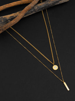 E2O - Gold Plated Circle Ring Double Layered Necklace